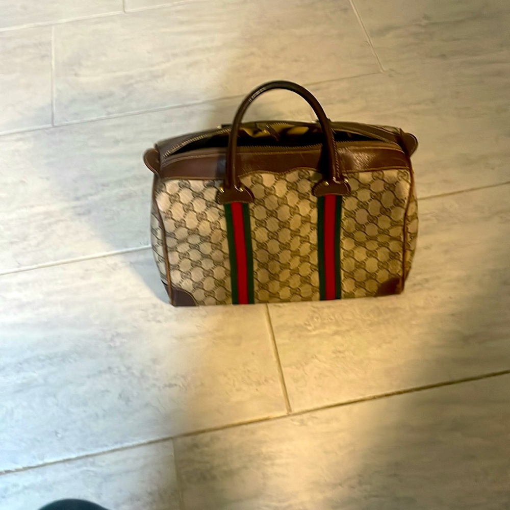 Gucci Satchel With Distinctive Pattern, Brown Lea… - image 2